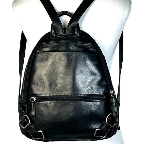 NWOT Osgoode Marley Teardrop Multi Zip Black Leather Backpack Travel Designer - Picture 6 of 16